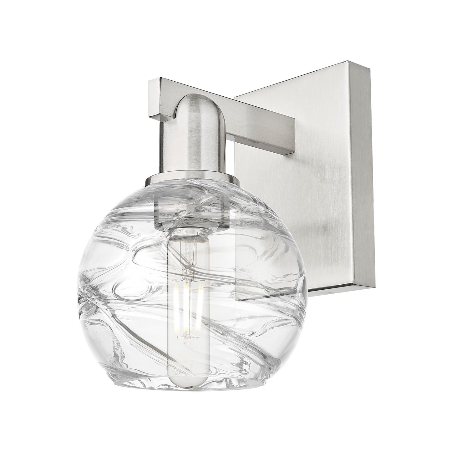 Innovations Athens Deco Swirl 1-Light Wall Sconce | Industrial Brushed Satin Nickel Steel and Clear Glass | Hallway & Bathroom | Model 716-1W-SN-G1213-6CL