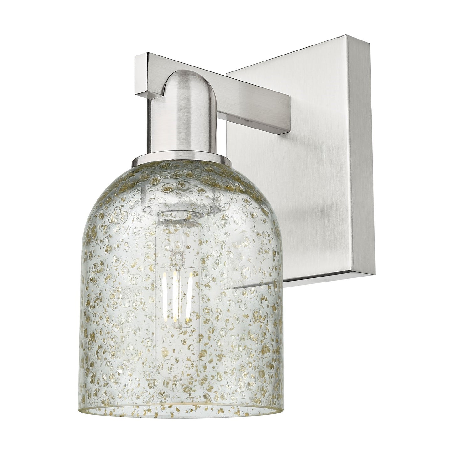 Innovations Caledonia 5in 1-Light Wall Sconce | Industrial Brushed Satin Nickel and Mica Glass | Entryway & Hallway Accent | 5 x | Model 716-1W-SN-G259