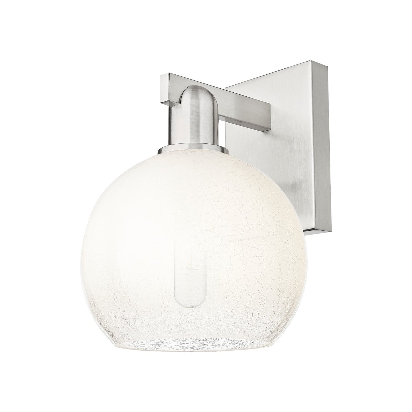 Innovations Brookhaven Globe 8in 1-Light Wall Sconce | Industrial Brushed Satin Nickel and Opal Glass | Bathroom & Hallway | Model 716-1W-SN-G483-8OP