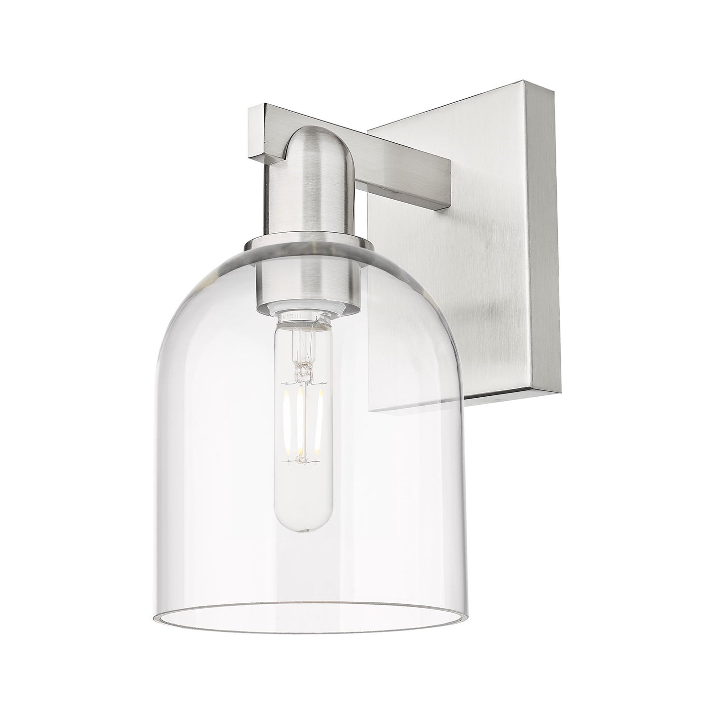 Innovations Bella 6in 1-Light Wall Sconce | Industrial Brushed Satin Nickel Steel and Clear Glass | Hallway & Bathroom Accent | Model 716-1W-SN-G558-6CL