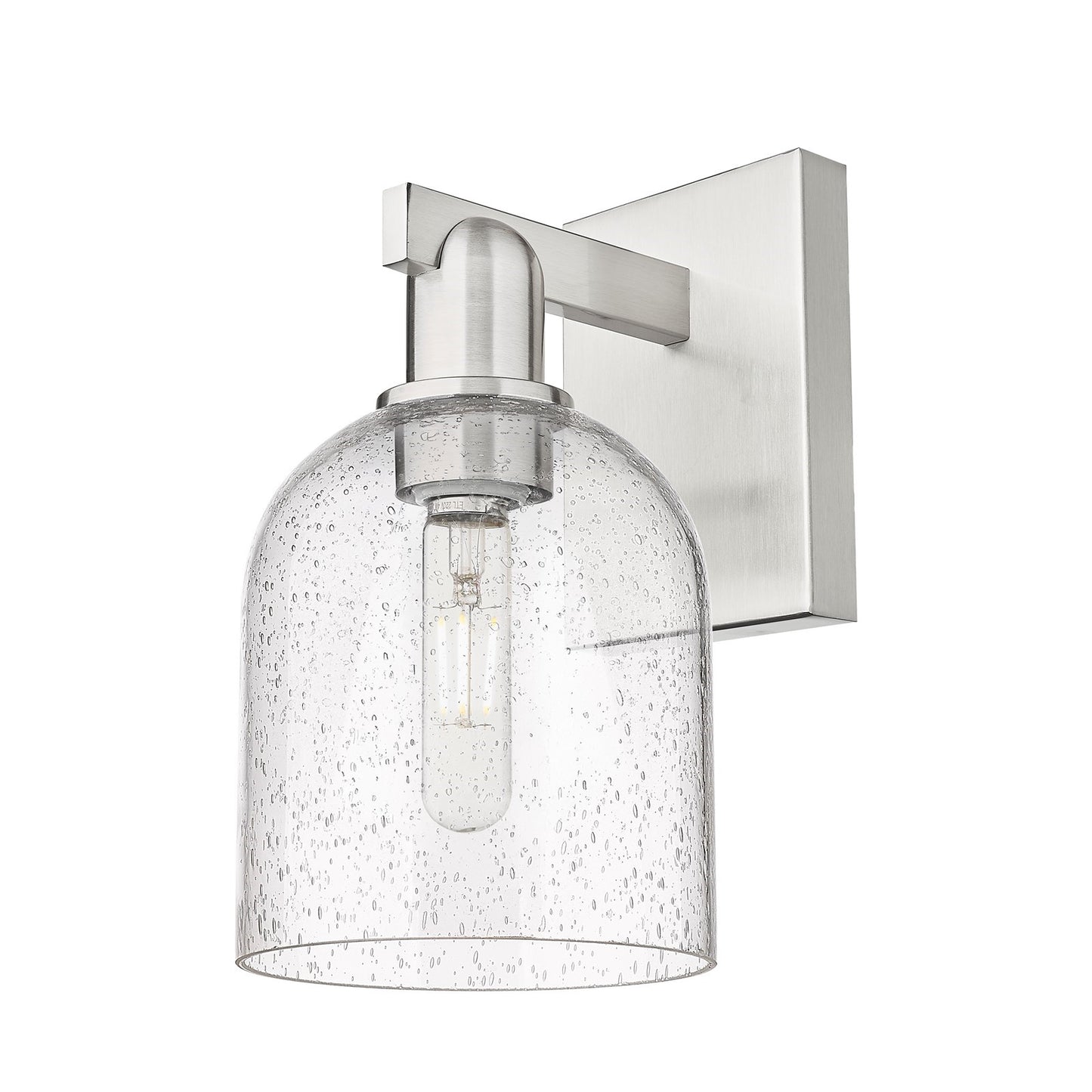 Innovations Bella 1-Light 6in Wall Sconce | Industrial Brushed Satin Nickel Steel and Seedy Glass | Hallway & Bathroom Accent | Model 716-1W-SN-G558-6SDY