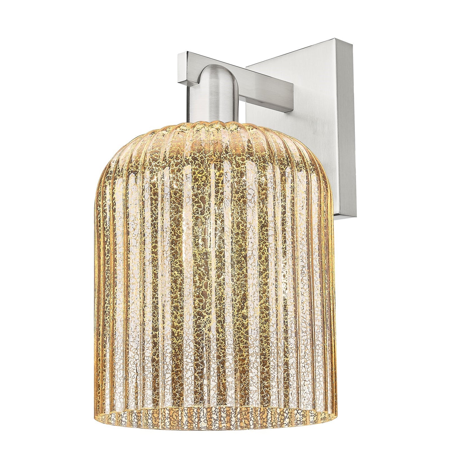 Innovations Bridal Veil 8in 1-Light Wall Sconce | Industrial Brushed Satin Nickel and Mercury Ribbed Glass | Bathroom & Hallway | Model 716-1W-SN-G559-8ME