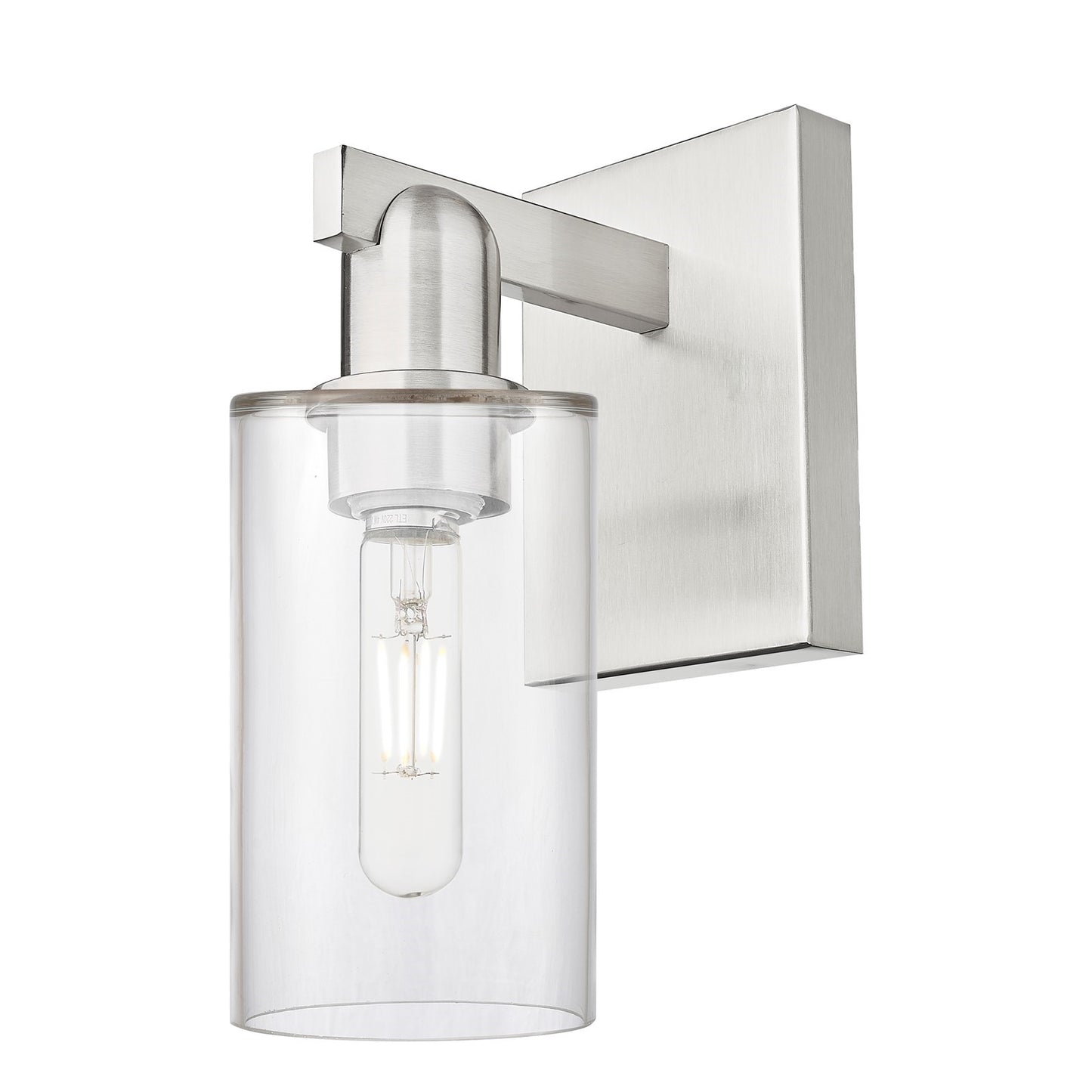 Innovations Clymer 1-Light Wall Sconce | Industrial Brushed Satin Nickel Steel and Clear Glass | Hallway & Bathroom Accent | 3.88 x | Model 716-1W-SN-G802