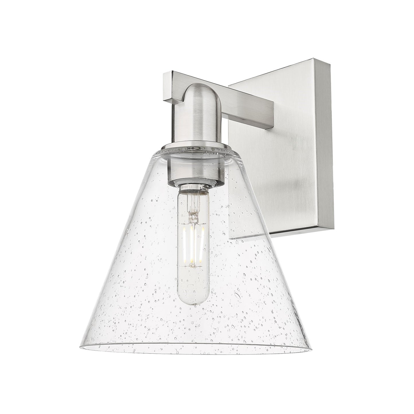 Innovations Berkshire Glass 8in 1-Light Wall Sconce | Industrial Brushed Satin Nickel and Seedy Glass | Hallway & Bathroom Accent | Model 716-1W-SN-GBC-84