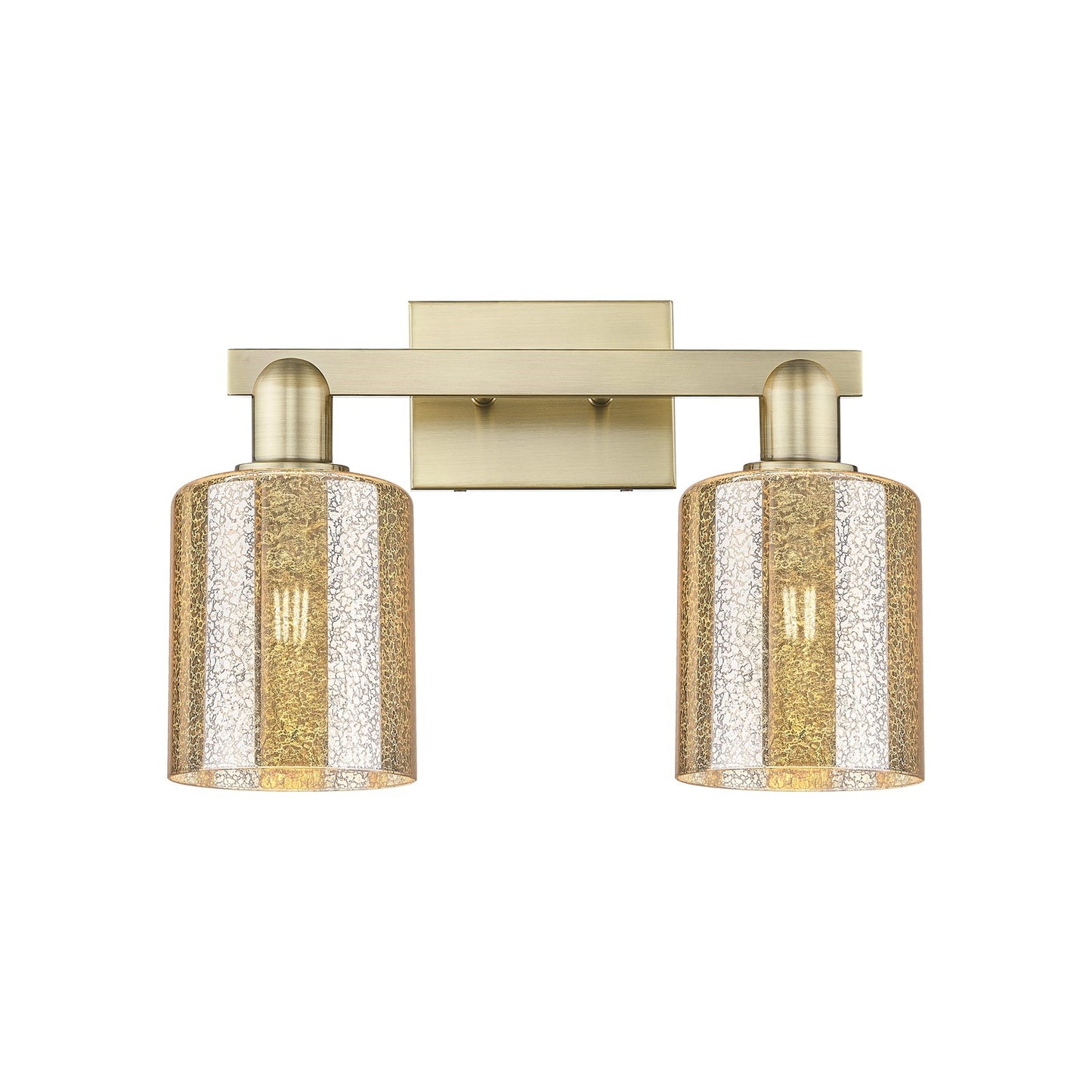 Innovations Cobbleskill 16in 2-Light Bath Vanity Light | Industrial Antique Brass and Mercury Glass | Bathroom Vanity | 16 x 10.75 | Model 716-2W-AB-G116
