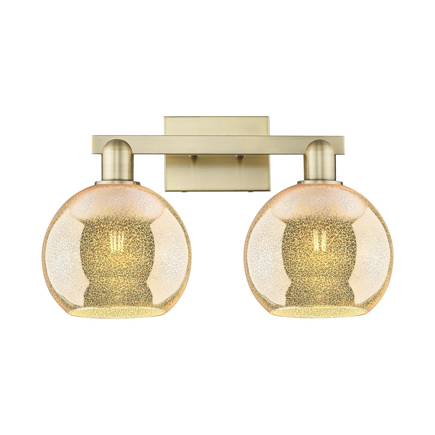 Innovations Athens 19in 2-Light Bath Vanity Light | Industrial Antique Brass and Mercury Glass | Bathroom Vanity | 19 x 11.75 x | Model 716-2W-AB-G128-8