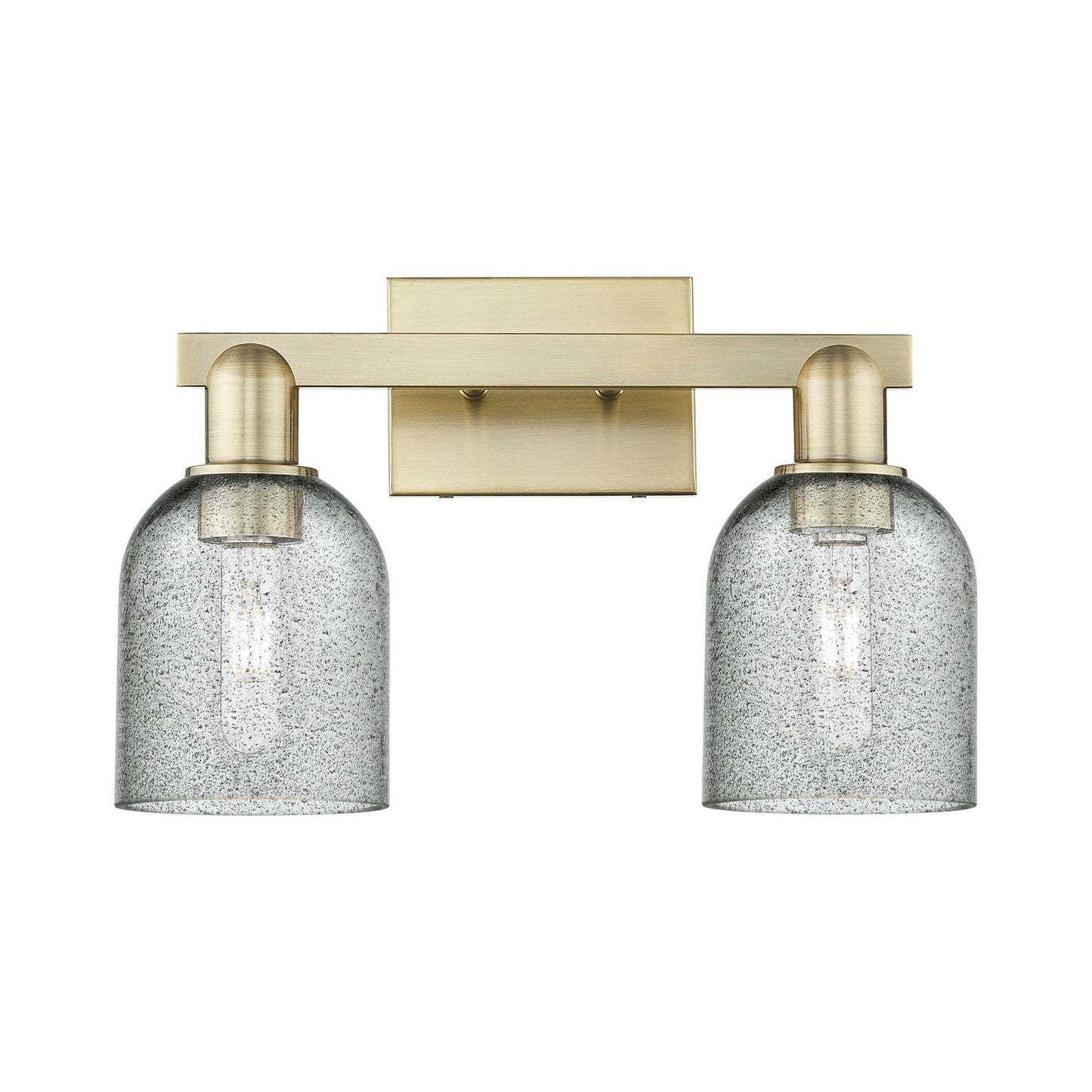 Innovations Caledonia 16in 2-Light Bath Vanity Light | Industrial Antique Brass and Charcoal Glass | Bathroom Vanity | 16 x 10.75 x | Model 716-2W-AB-G257