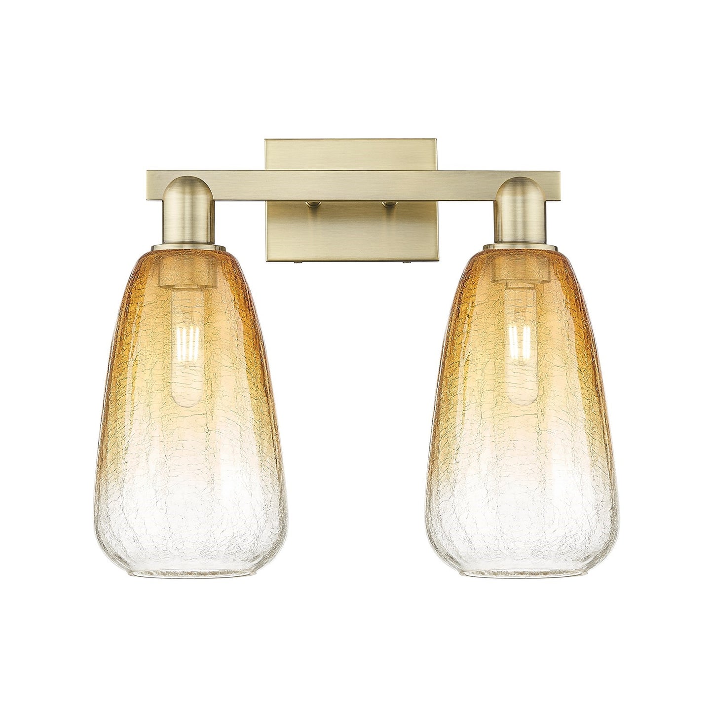 Innovations Brookhaven Almond 17in 2-Light Bath Vanity Light | Industrial Antique Brass Steel and Amber Glass | Bathroom Vanity | Model 716-2W-AB-G480-6AM