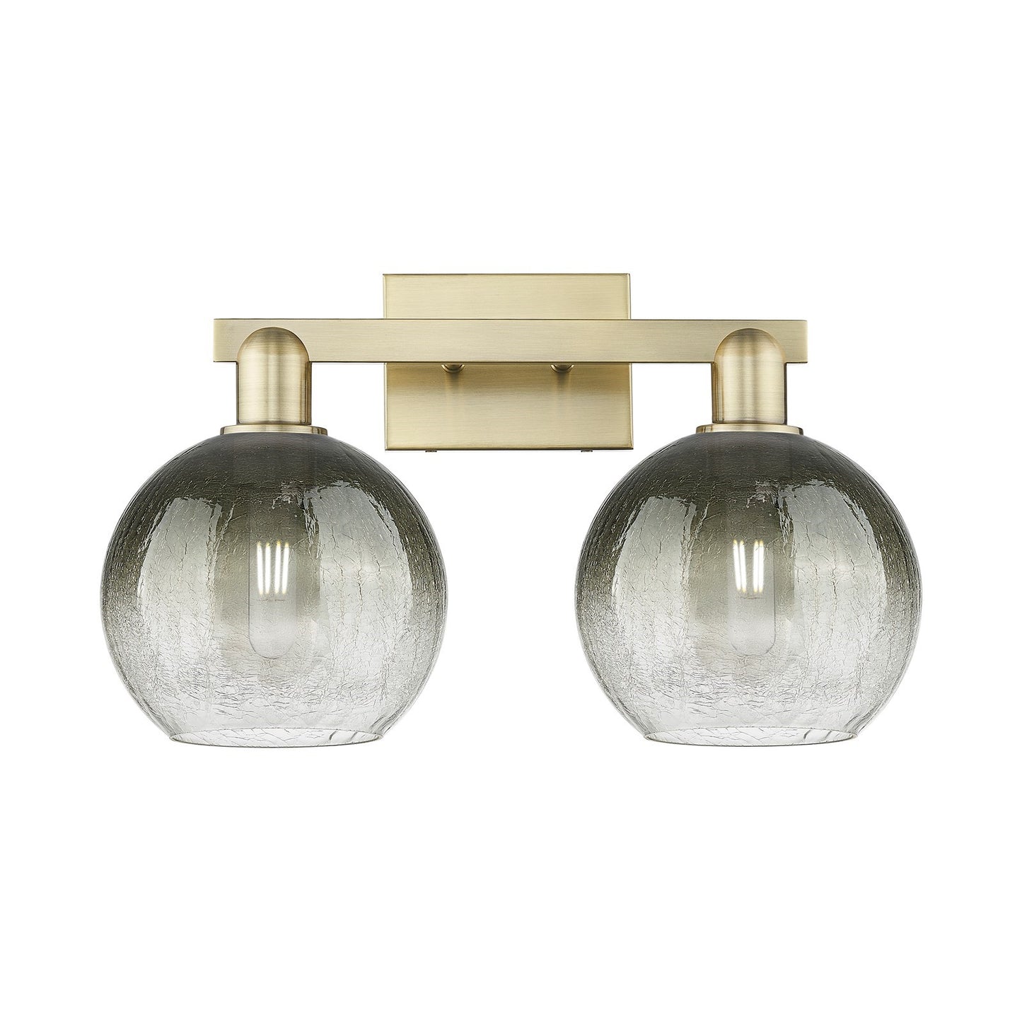 Innovations Brookhaven Globe 18.88in 2-Light Bath Vanity Light | Industrial Modern Antique Brass Steel and Slate Glass | Model 716-2W-AB-G483-8SL