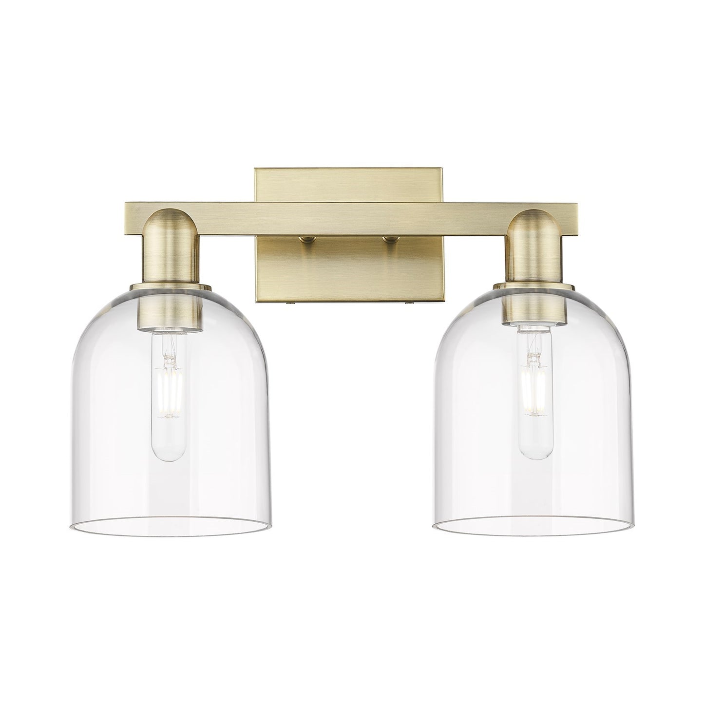 Innovations Bella 17in 2-Light Bath Vanity Light | Industrial Antique Brass and Clear Glass | Bathroom Vanity | 16.5 x 11.25 in | Model 716-2W-AB-G558-6CL