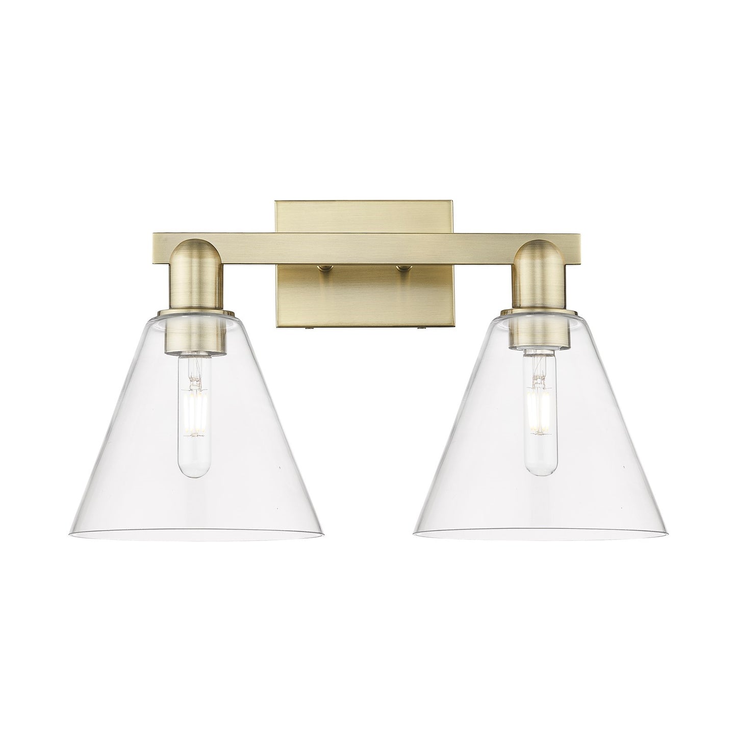 Innovations Berkshire Glass 19in 2-Light Bath Vanity Light | Industrial Antique Brass and Clear Glass | Bathroom Vanity | 19 x | Model 716-2W-AB-GBC-82