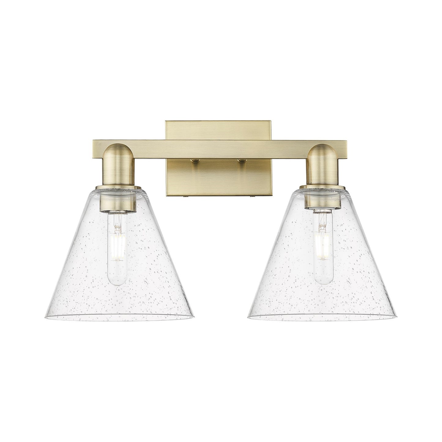 Innovations Berkshire Glass 19in 2-Light Bath Vanity Light | Industrial Antique Brass Steel and Seedy Glass | Bathroom Vanity | Model 716-2W-AB-GBC-84