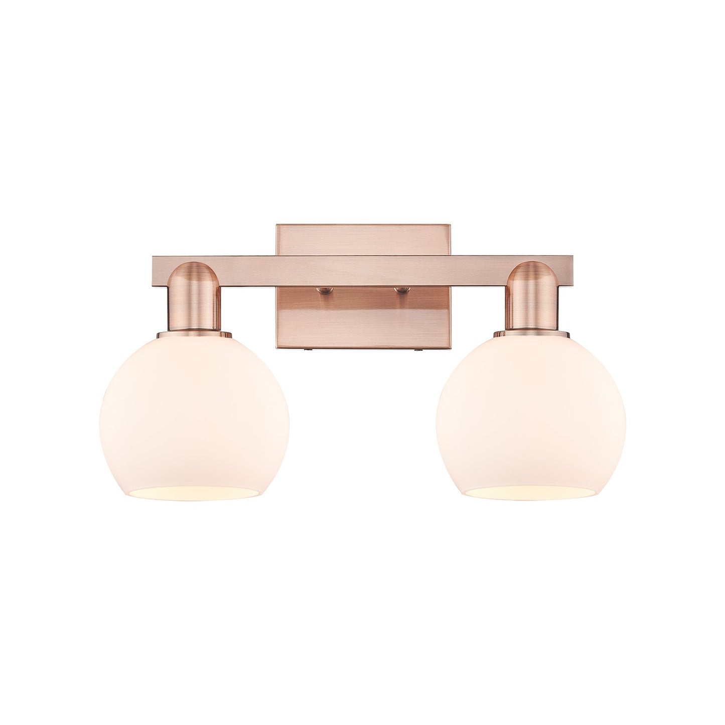 Innovations Athens 17in 2-Light Bath Vanity | Industrial Antique Copper Steel and Matte White Glass | Bathroom Vanity & Powder | Model 716-2W-AC-G121-6