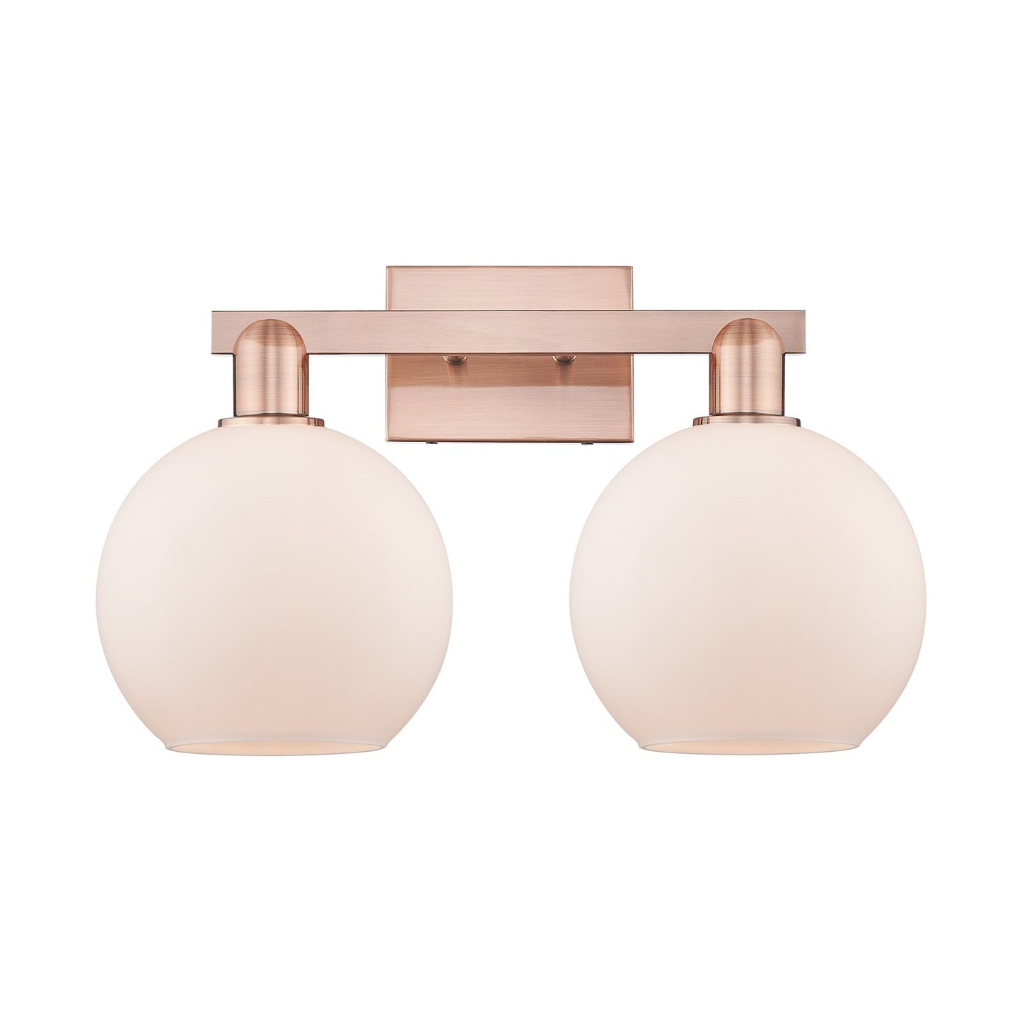 Innovations Athens 19in 2-Light Bath Vanity Light | Industrial Antique Copper Steel and Matte White Glass | Bathroom Vanity | 19 | Model 716-2W-AC-G121-8