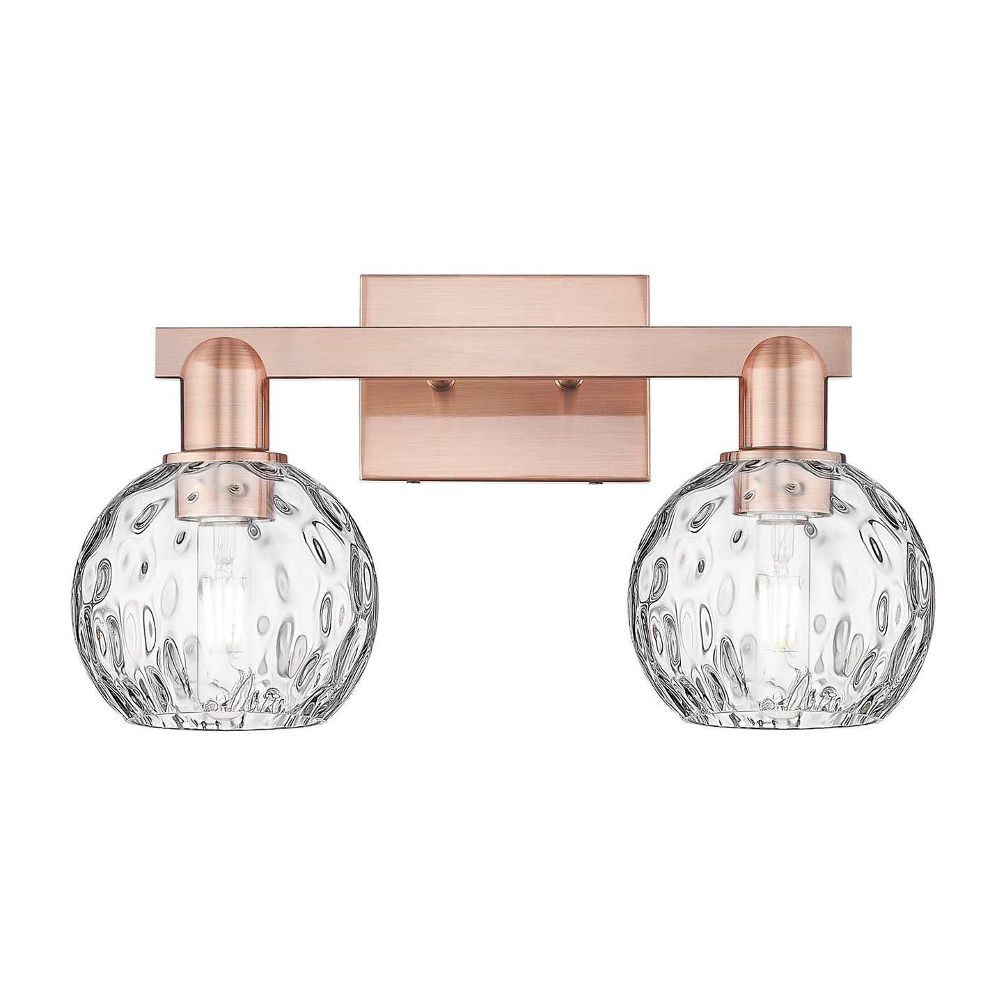 Innovations Athens 17in 2-Light Bath Vanity Light | Industrial Antique Copper Steel and Clear Water Glass | Bathroom Vanity | 17 | Model 716-2W-AC-G1215-6