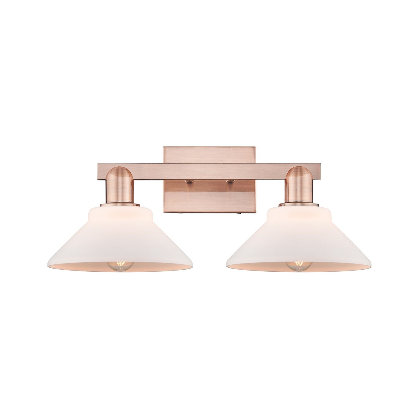 Innovations Orwell 19in 2-Light Bath Vanity Light | Industrial Antique Copper and Matte White Glass | Bathroom Vanity | 19.38 x | Model 716-2W-AC-G131