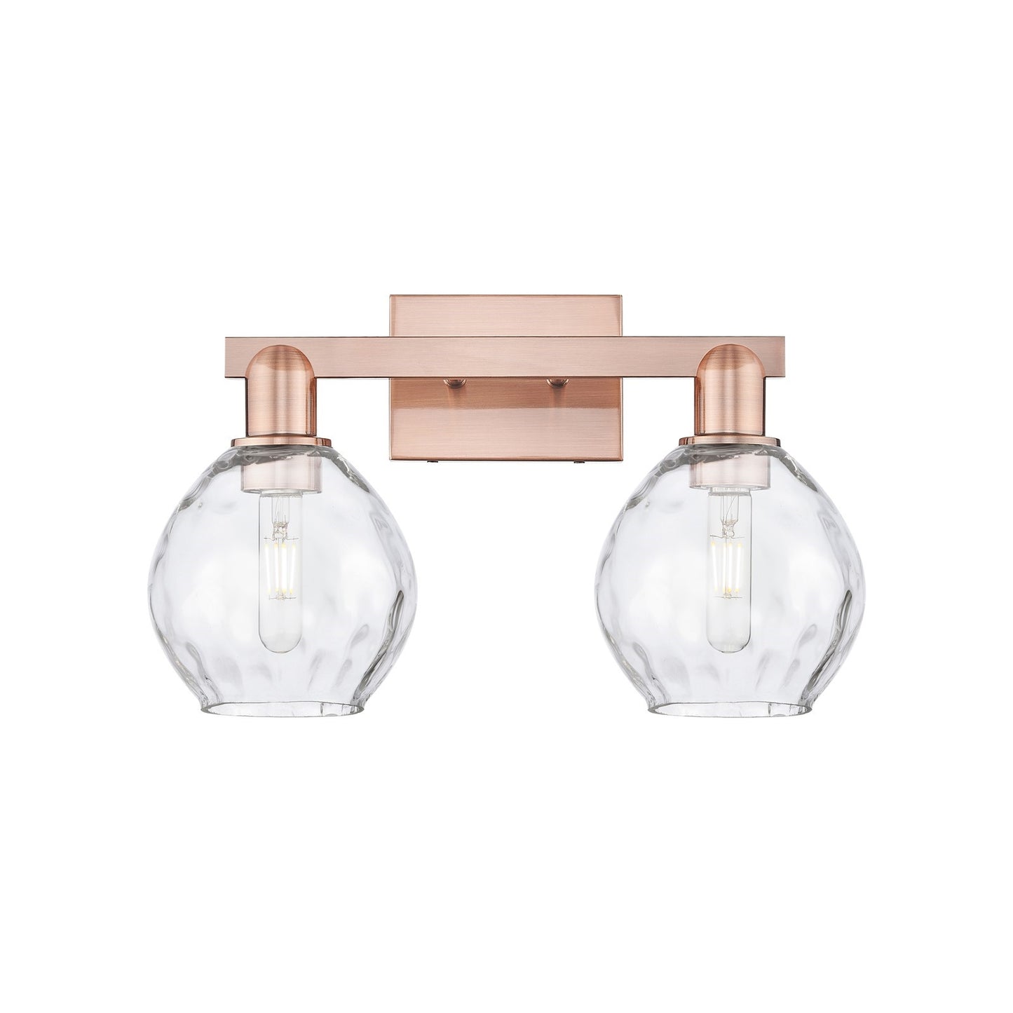 Innovations Waverly 17in 2-Light Bath Vanity Light | Industrial Antique Copper and Clear Glass | Bathroom Vanity | 17 x 10.25 x 7.5 | Model 716-2W-AC-G362