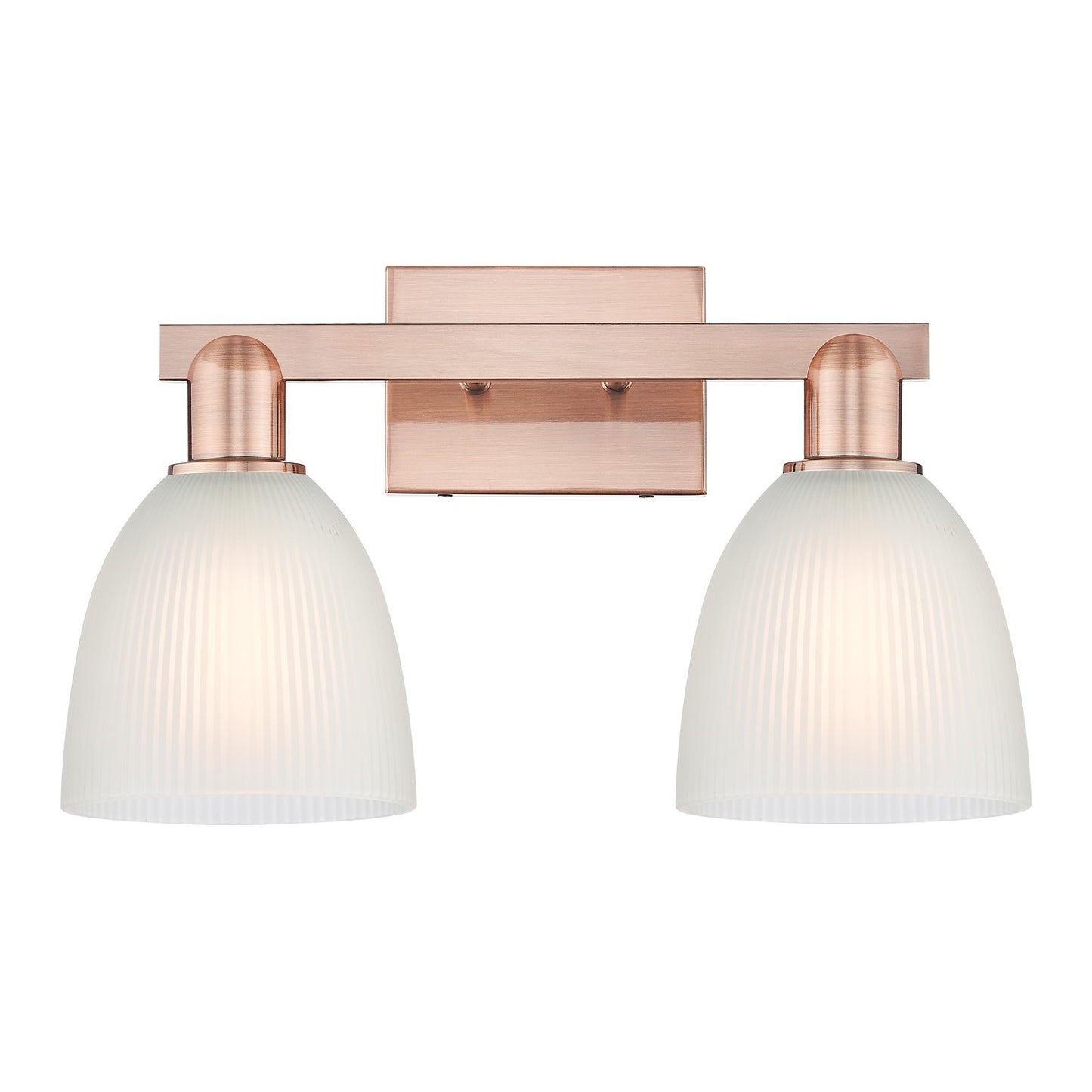 Innovations Castile 17in 2-Light Bath Vanity Light | Industrial Antique Copper and White Glass | Damp-Rated Bathroom Vanity | 17 x | Model 716-2W-AC-G381