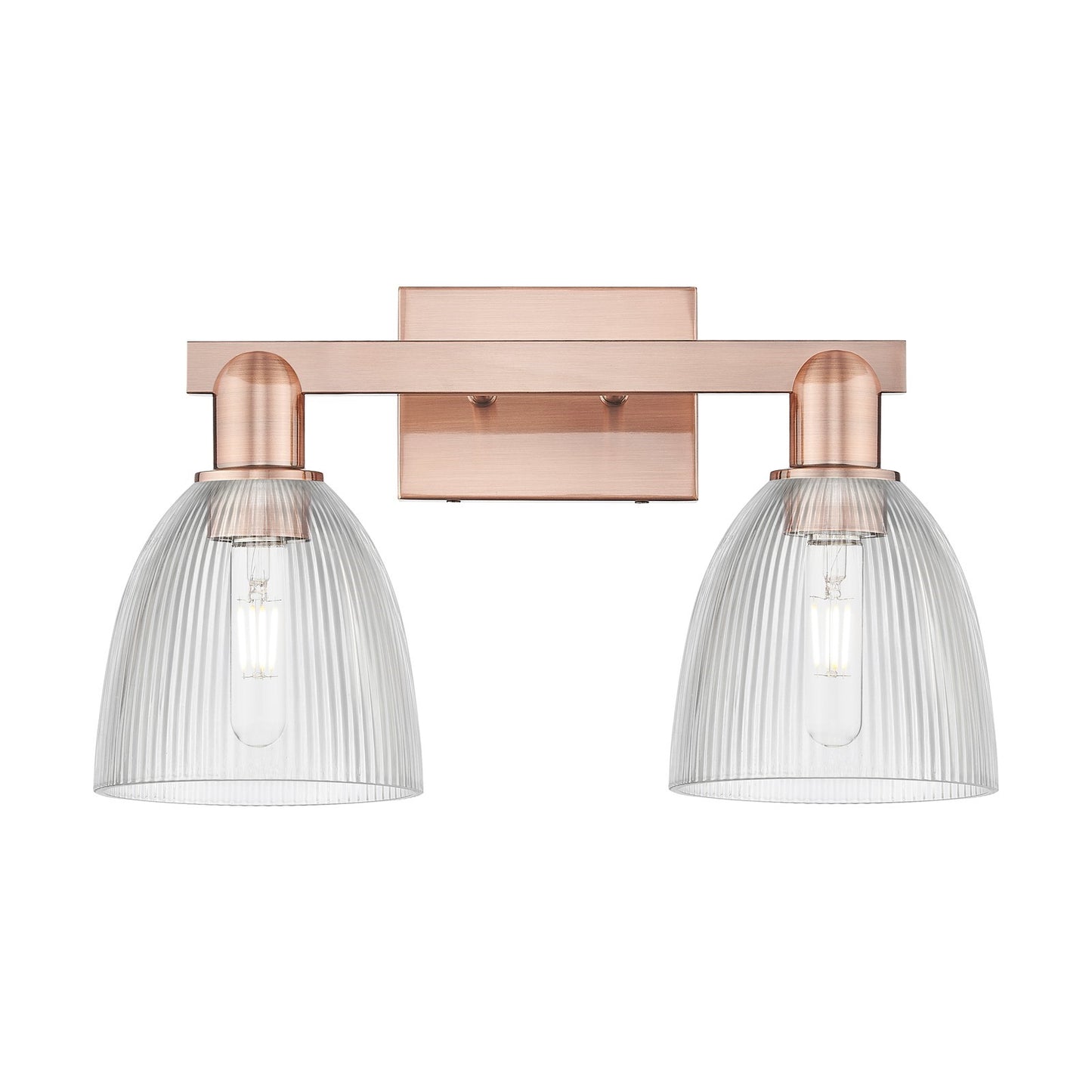 Innovations Castile 17in 2-Light Bath Vanity Light | Industrial Antique Copper Steel and Clear Glass | Bathroom Vanity & Powder | Model 716-2W-AC-G382