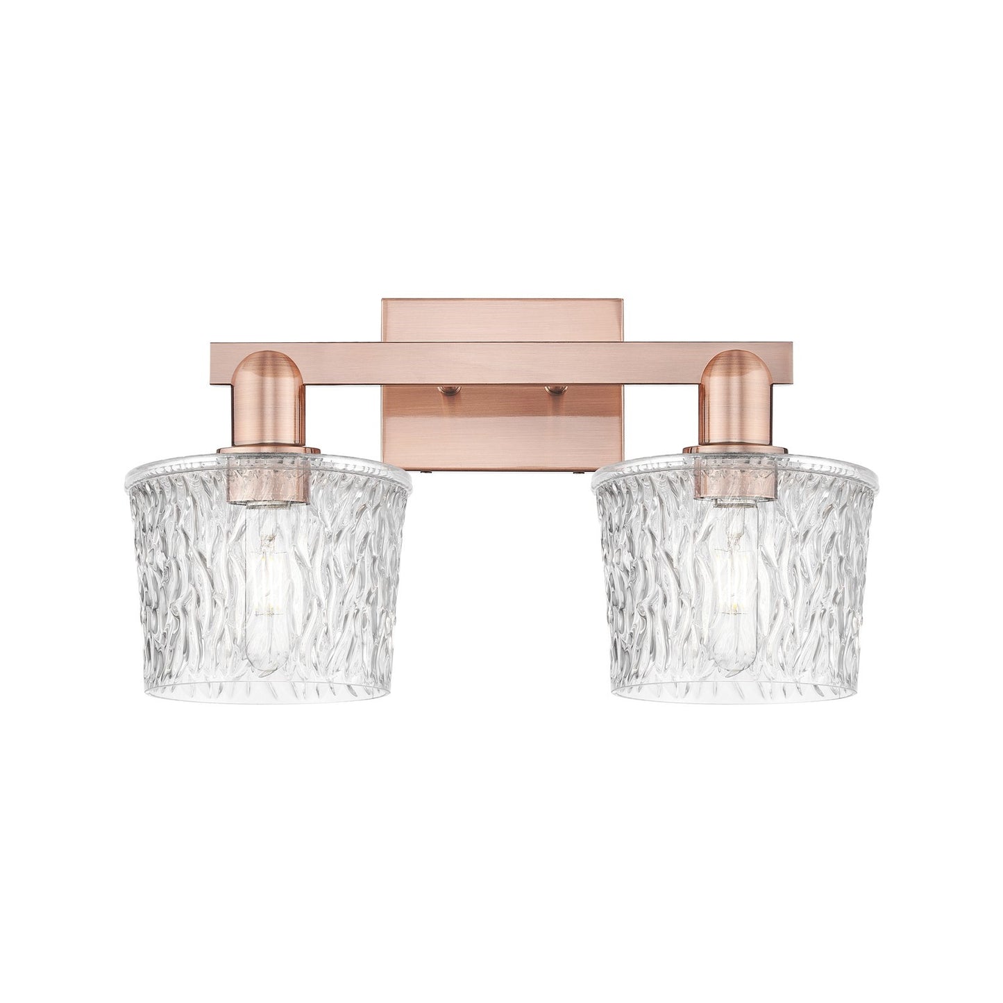Innovations Niagara 18in 2-Light Bath Vanity Light | Industrial Antique Copper and Clear Glass | Bathroom Vanity | 17.5 x 10.25 x | Model 716-2W-AC-G402