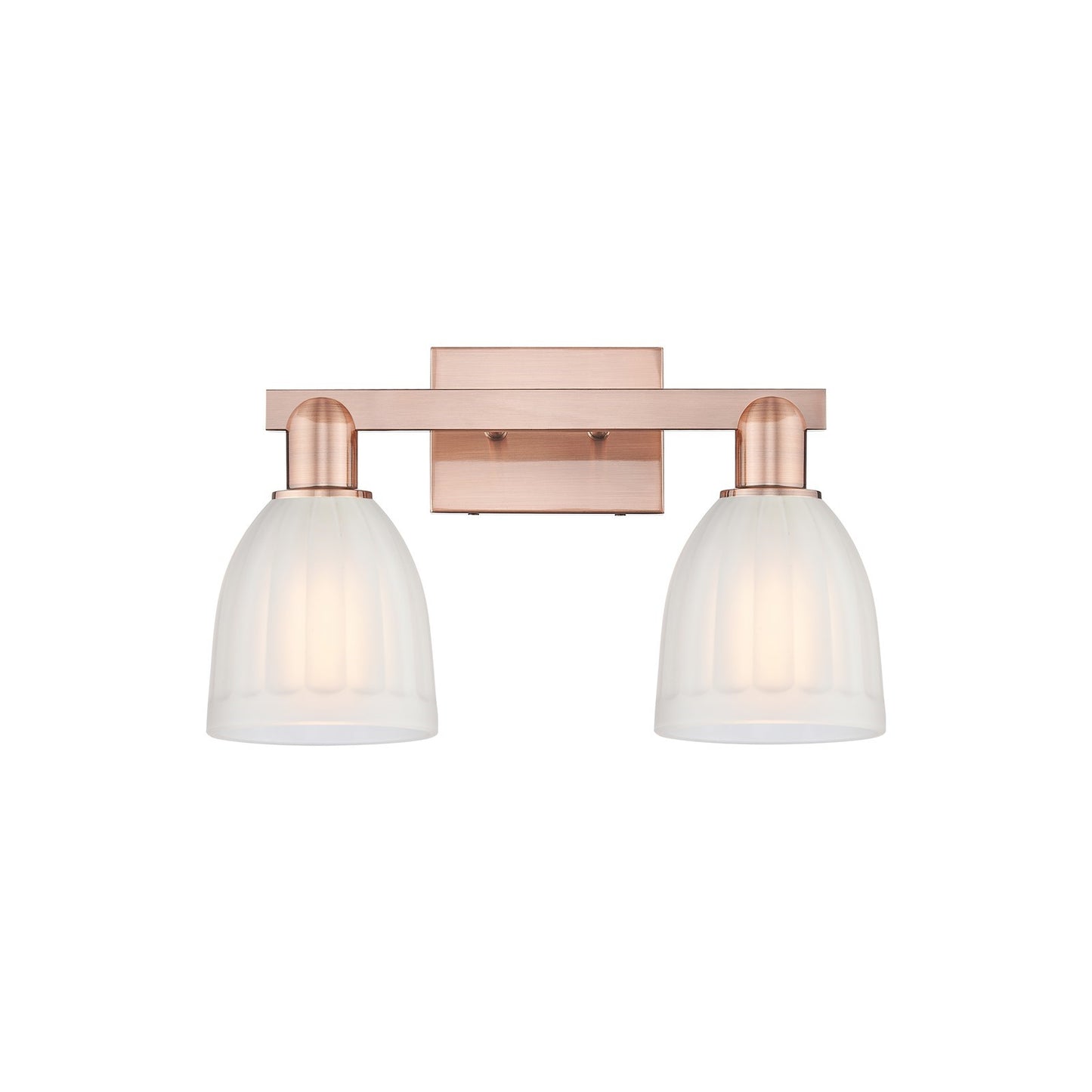 Innovations Brookfield 17in 2-Light Bath Vanity | Industrial Antique Copper Steel and White Frosted Ribbed Glass | Bathroom Vanity | Model 716-2W-AC-G441