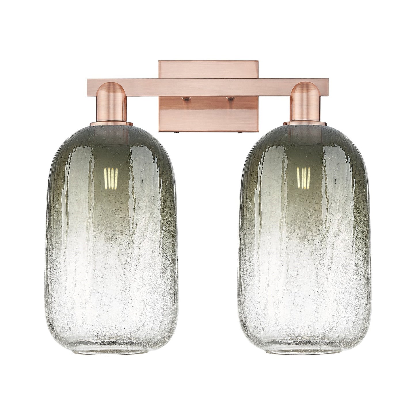 Innovations Brookhaven Cloche 18in 2-Light Bath Vanity | Industrial Antique Copper Steel and Slate Glass | Bathroom & Powder | Model 716-2W-AC-G482-7SL