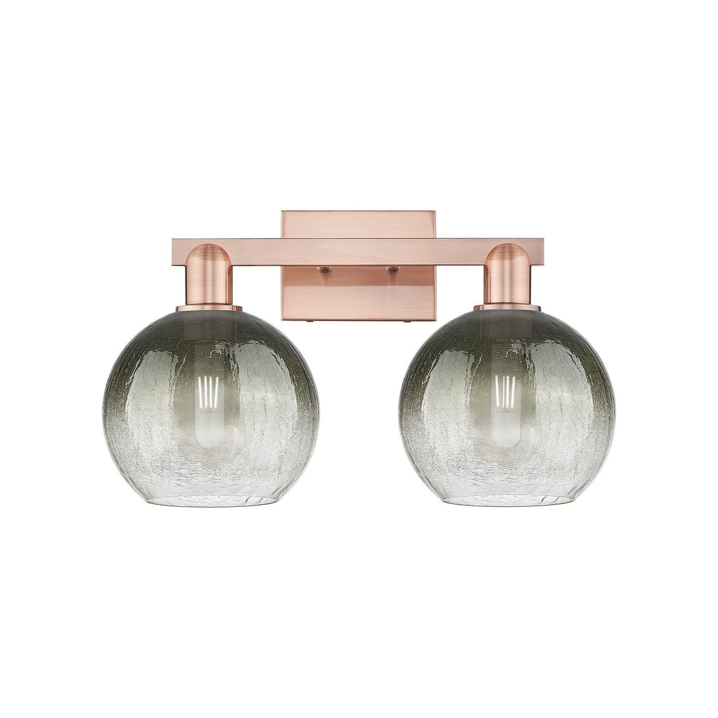 Innovations Brookhaven Globe 18.88in 2-Light Vanity Light | Industrial Antique Copper and Slate Glass | Bathroom Vanity | 18.88 | Model 716-2W-AC-G483-8SL