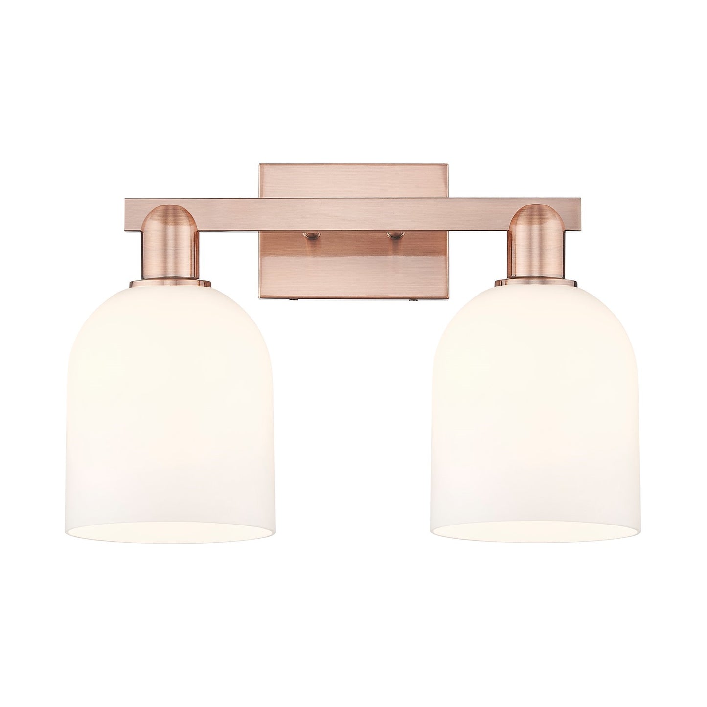 Innovations Bella 17in 2-Light Bath Vanity | Industrial Antique Copper Steel and White Glass | Bathroom Vanity Light | 16.5 x | Model 716-2W-AC-G558-6GWH