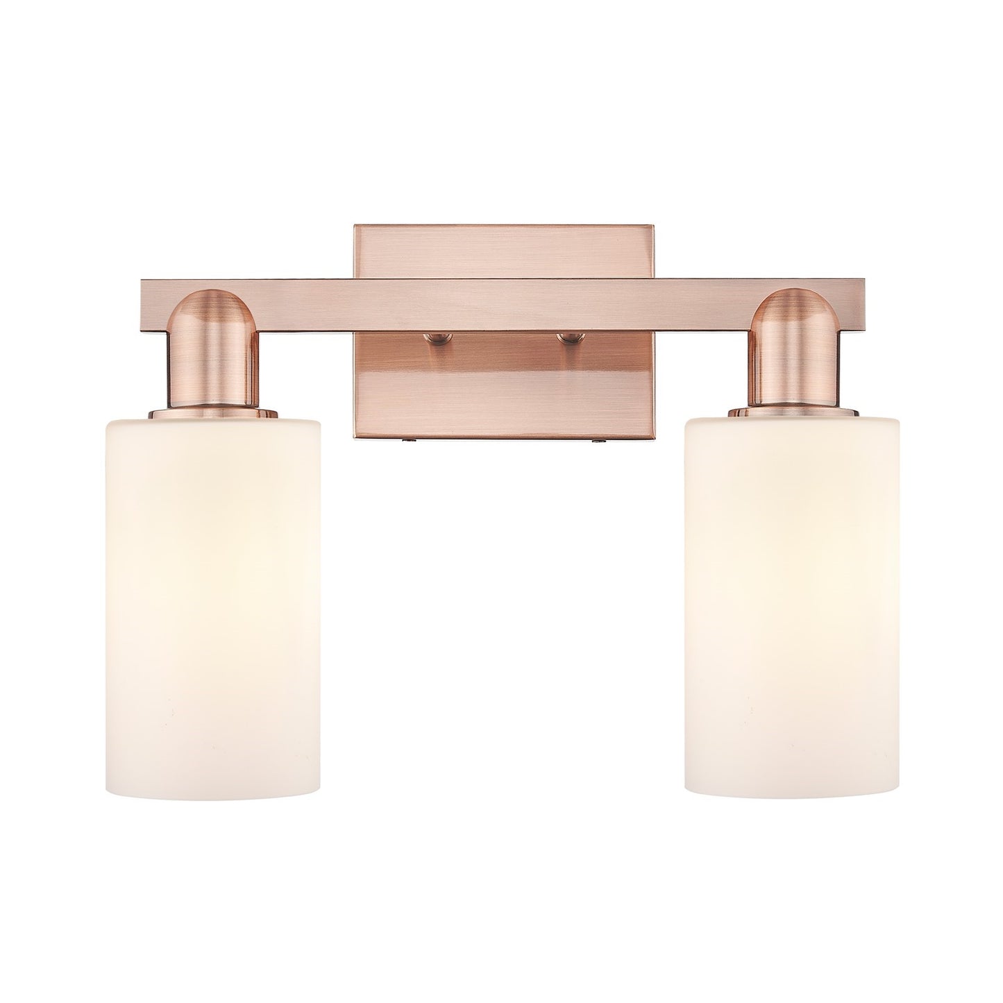 Innovations Clymer 15in 2-Light Bath Vanity Light | Industrial Antique Copper Steel and Matte White Glass | Bathroom Vanity | 14.88 | Model 716-2W-AC-G801
