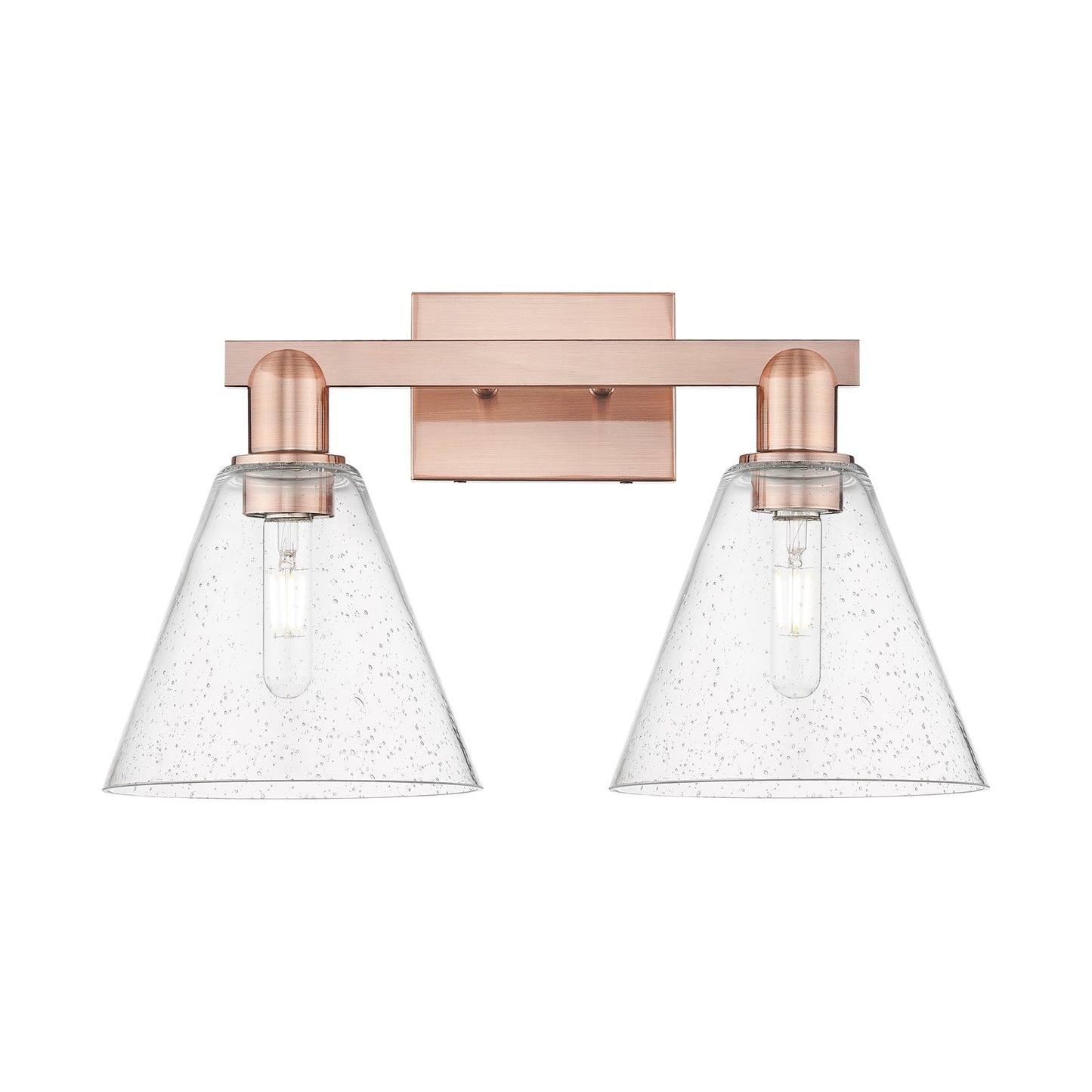 Innovations Berkshire Glass 19in 2-Light Bath Vanity | Industrial Antique Copper Steel and Seedy Glass | Bathroom Vanity Light | Model 716-2W-AC-GBC-84
