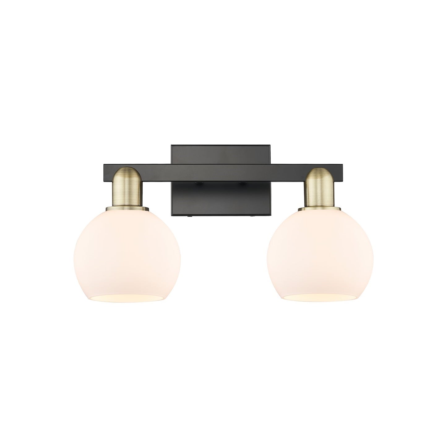 Innovations Athens 17in 2-Light Bath Vanity Light | Industrial Black Antique Brass and Matte White Glass | Bathroom Vanity | Model 716-2W-BAB-G121-6