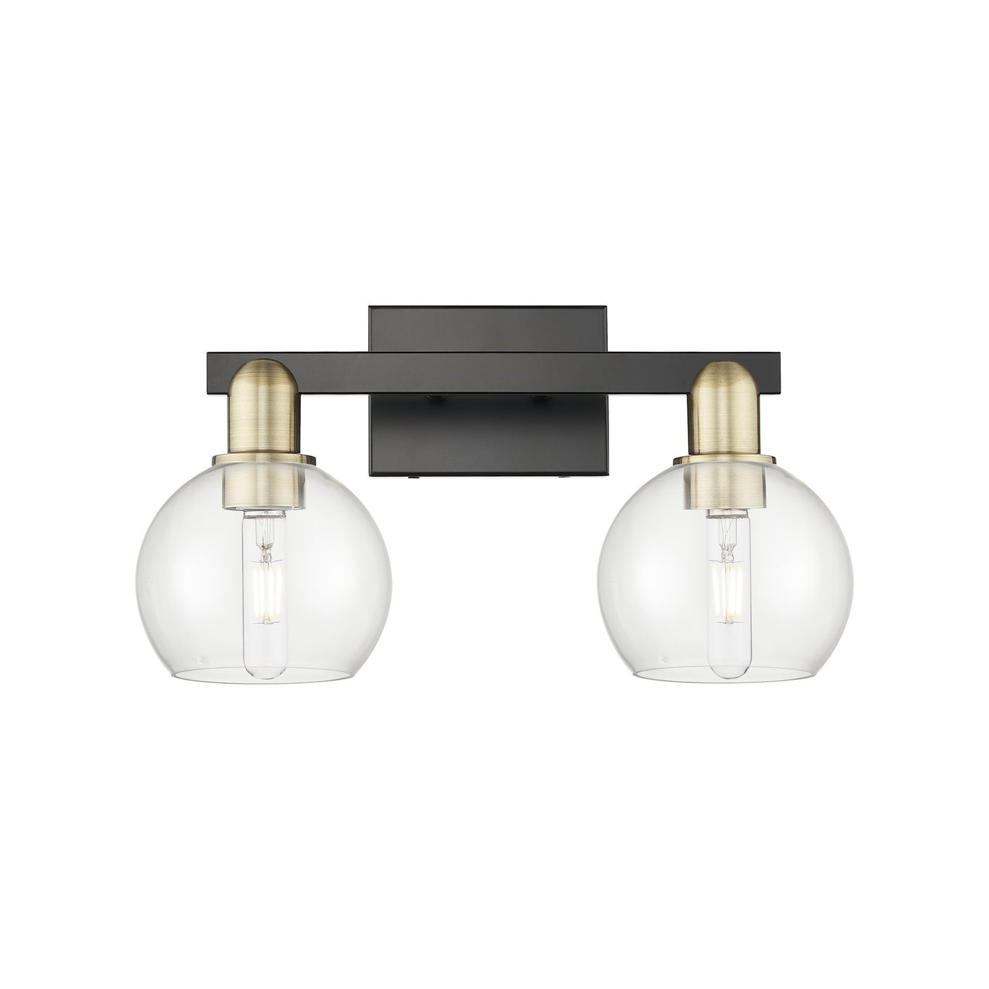 Innovations Athens 17in 2-Light Bath Vanity Light | Industrial Black Antique Brass and Clear Glass | Bathroom Vanity | 16.88 x | Model 716-2W-BAB-G122-6