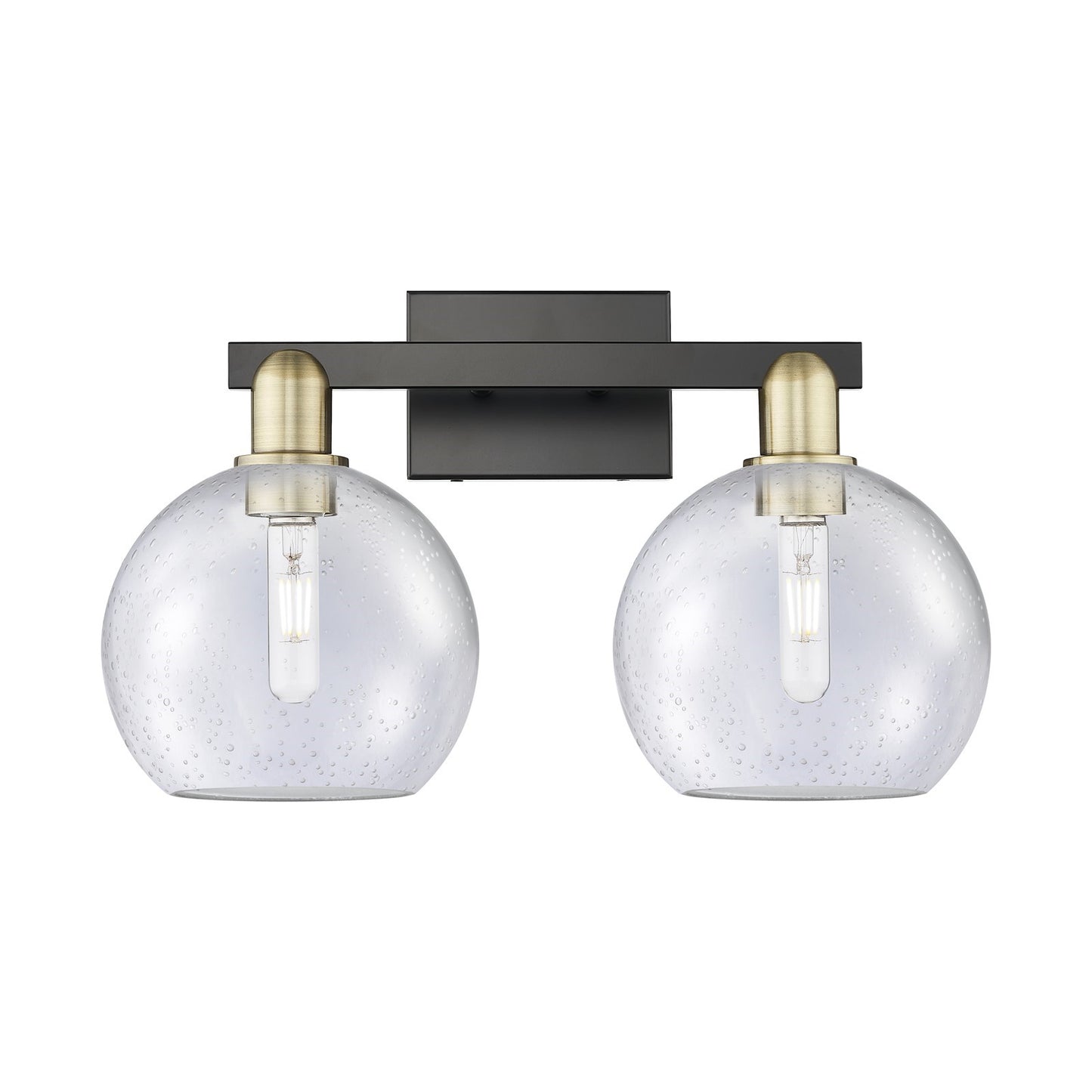 Innovations Athens 19in 2-Light Bath Vanity | Industrial Black Antique Brass and Seedy Glass | Bathroom Vanity Light | 19 x | Model 716-2W-BAB-G124-8