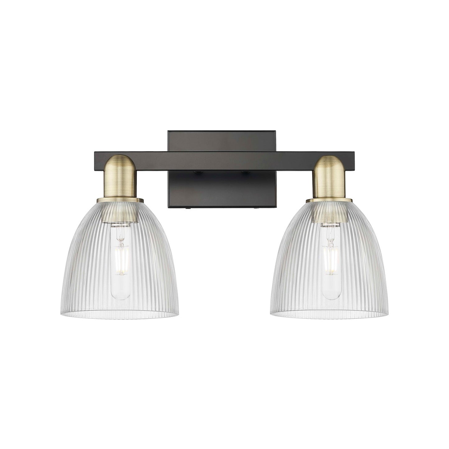 Innovations Castile 17in 2-Light Bath Vanity Light | Industrial Black Antique Brass and Clear Glass | Bathroom Vanity | 17 x 10.75 | Model 716-2W-BAB-G382