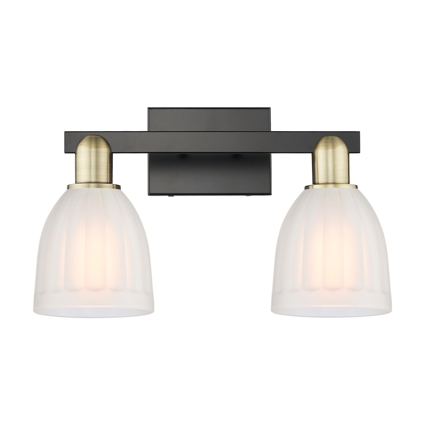 Innovations Brookfield 17in 2-Light Bath Vanity Light | Industrial Black Antique Brass and White Frosted Glass | Bathroom Vanity | Model 716-2W-BAB-G441
