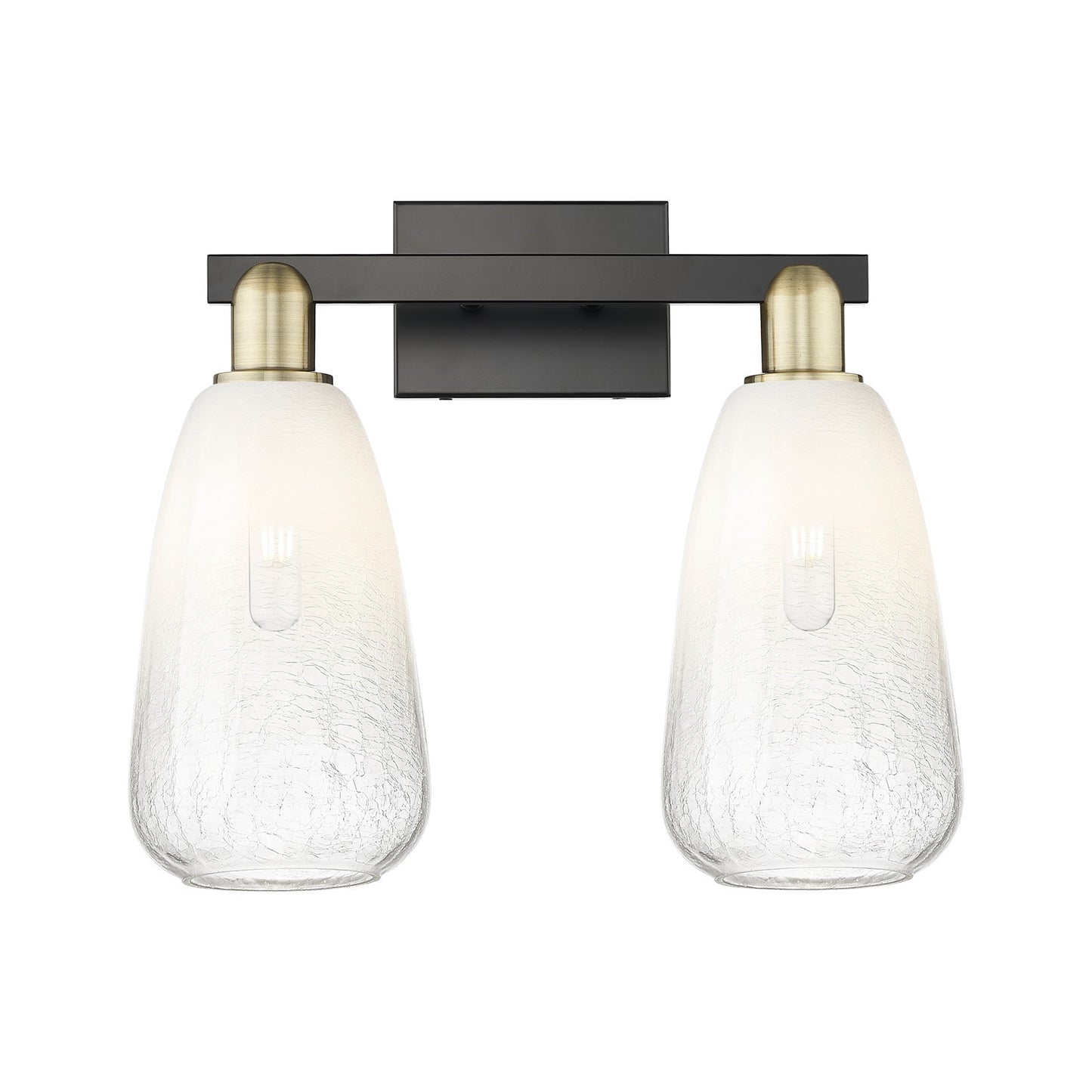Innovations Brookhaven Almond 17in 2-Light Bath Vanity Light | Industrial Black Antique Brass and Opal Glass | Bathroom Vanity | Model 716-2W-BAB-G480-6OP