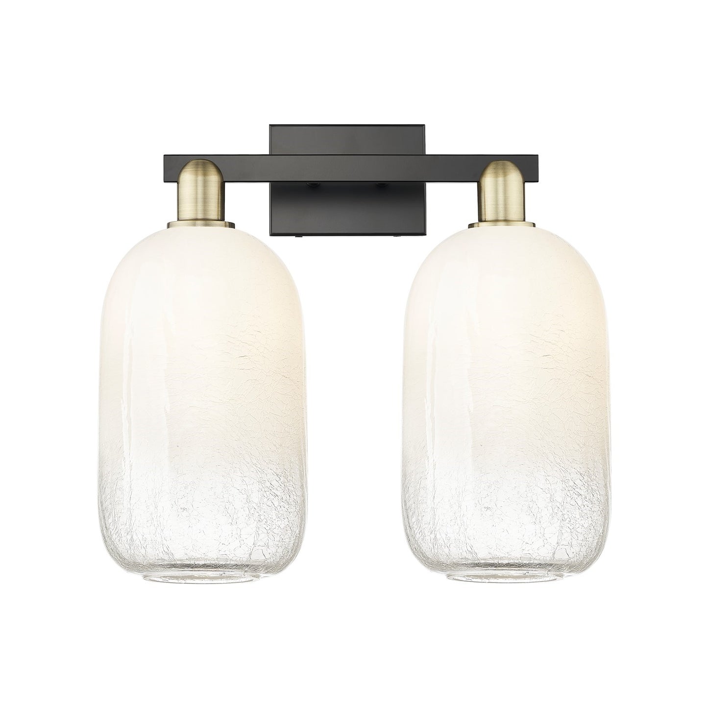 Innovations Brookhaven Cloche 18in 2-Light Bath Vanity Light | Industrial Black Antique Brass and Opal Glass | Bathroom Vanity | Model 716-2W-BAB-G482-7OP