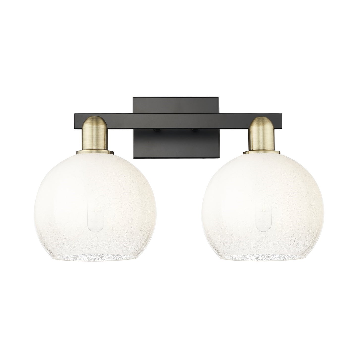 Innovations Brookhaven Globe 19in 2-Light Bath Vanity Light | Industrial Black Antique Brass and Opal Glass | Bathroom Vanity | Model 716-2W-BAB-G483-8OP