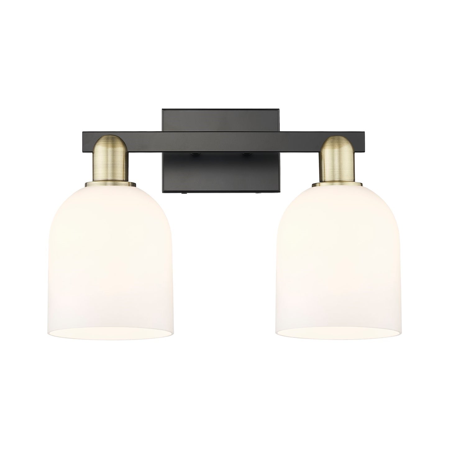 Innovations Bella 17in 2-Light Bath Vanity Light | Industrial Black Antique Brass and White Glass | Bathroom Vanity | 16.5 x | Model 716-2W-BAB-G558-6GWH