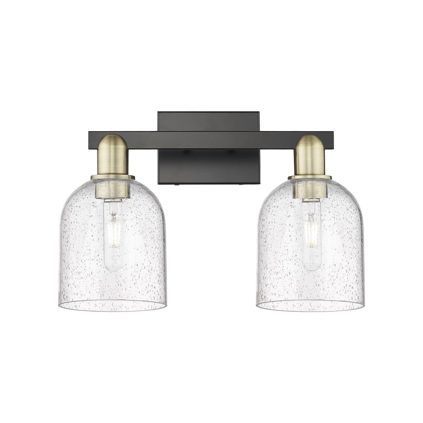 Innovations Bella 17in 2-Light Bath Vanity Light | Industrial Black Antique Brass and Seedy Glass | Bathroom Vanity | 16.5 x | Model 716-2W-BAB-G558-6SDY