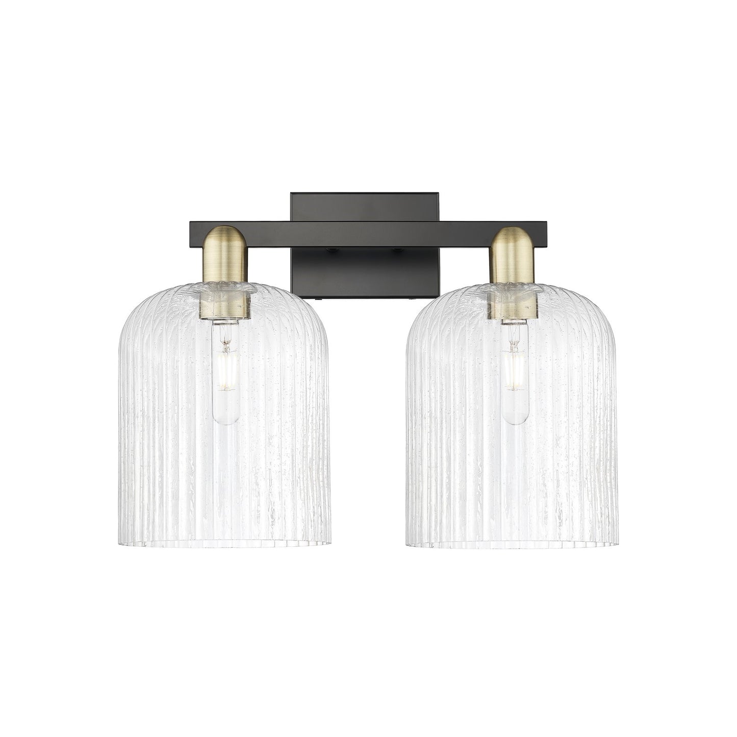 Innovations Bridal Veil 19in 2-Light Bath Vanity Light | Industrial Black Antique Brass and Seedy Glass | Bathroom Vanity | Model 716-2W-BAB-G559-8SDY