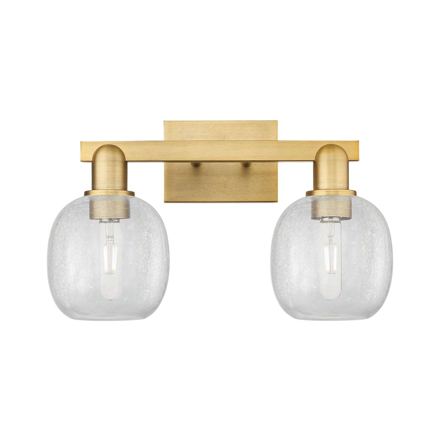 Innovations Belfast 17in 2-Light Bath Vanity Light | Industrial Brushed Brass Steel and Clear Crackle Glass | Bathroom Vanity | 17 | Model 716-2W-BB-G105
