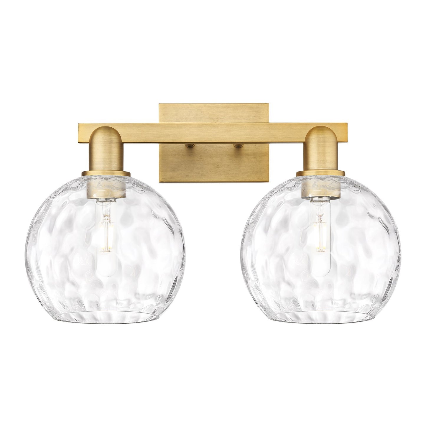 Innovations Athens Water Glass 19in 2-Light Bath Vanity Light | Industrial Brushed Brass and Clear Glass | Bathroom Vanity | 19 | Model 716-2W-BB-G1215-8