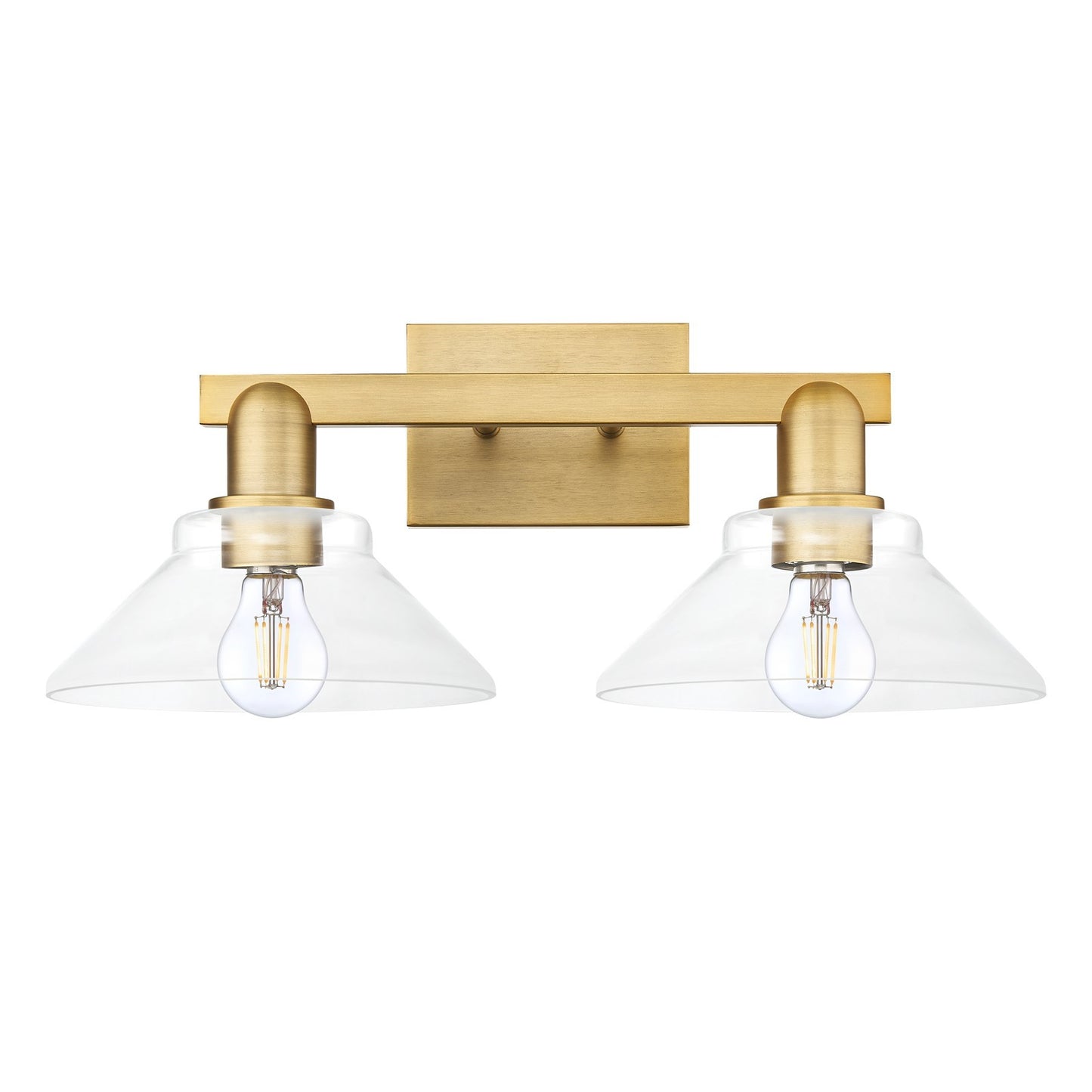 Innovations Orwell 19in 2-Light Bath Vanity Light | Industrial Brushed Brass Steel and Clear Glass | Bathroom Vanity | 19.38 x 8.75 | Model 716-2W-BB-G132