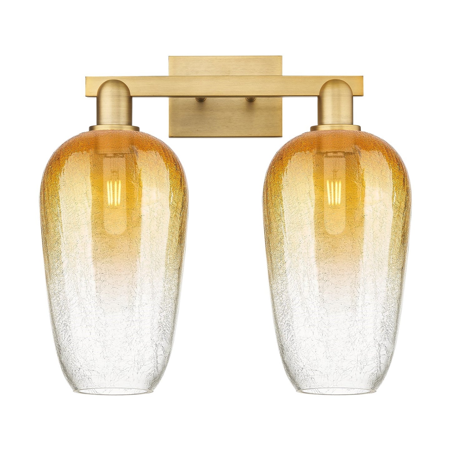 Innovations Brookhaven Flute 18in 2-Light Bath Vanity | Industrial Brushed Brass and Amber Glass | Bathroom & Powder Room | 18 | Model 716-2W-BB-G484-7AM