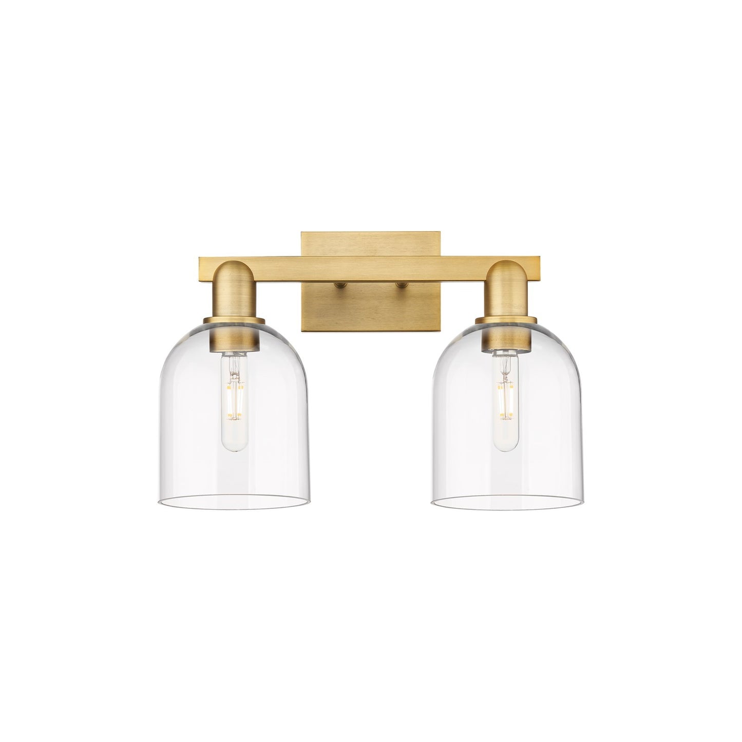 Innovations Bella 17in 2-Light Bath Vanity Light | Industrial Brushed Brass Steel and Clear Glass | Bathroom Vanity & Powder | Model 716-2W-BB-G558-6CL