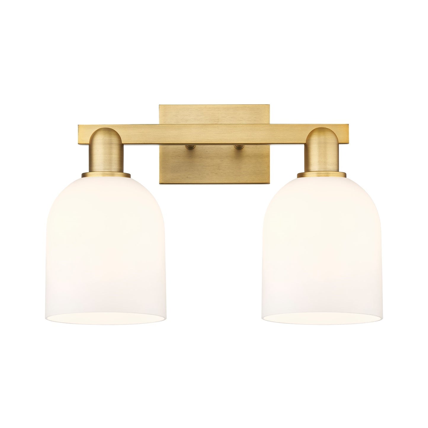 Innovations Bella 17in 2-Light Bath Vanity Light | Industrial Brushed Brass and White Glass | Bathroom Vanity | 16.5 x 11.25 x | Model 716-2W-BB-G558-6GWH