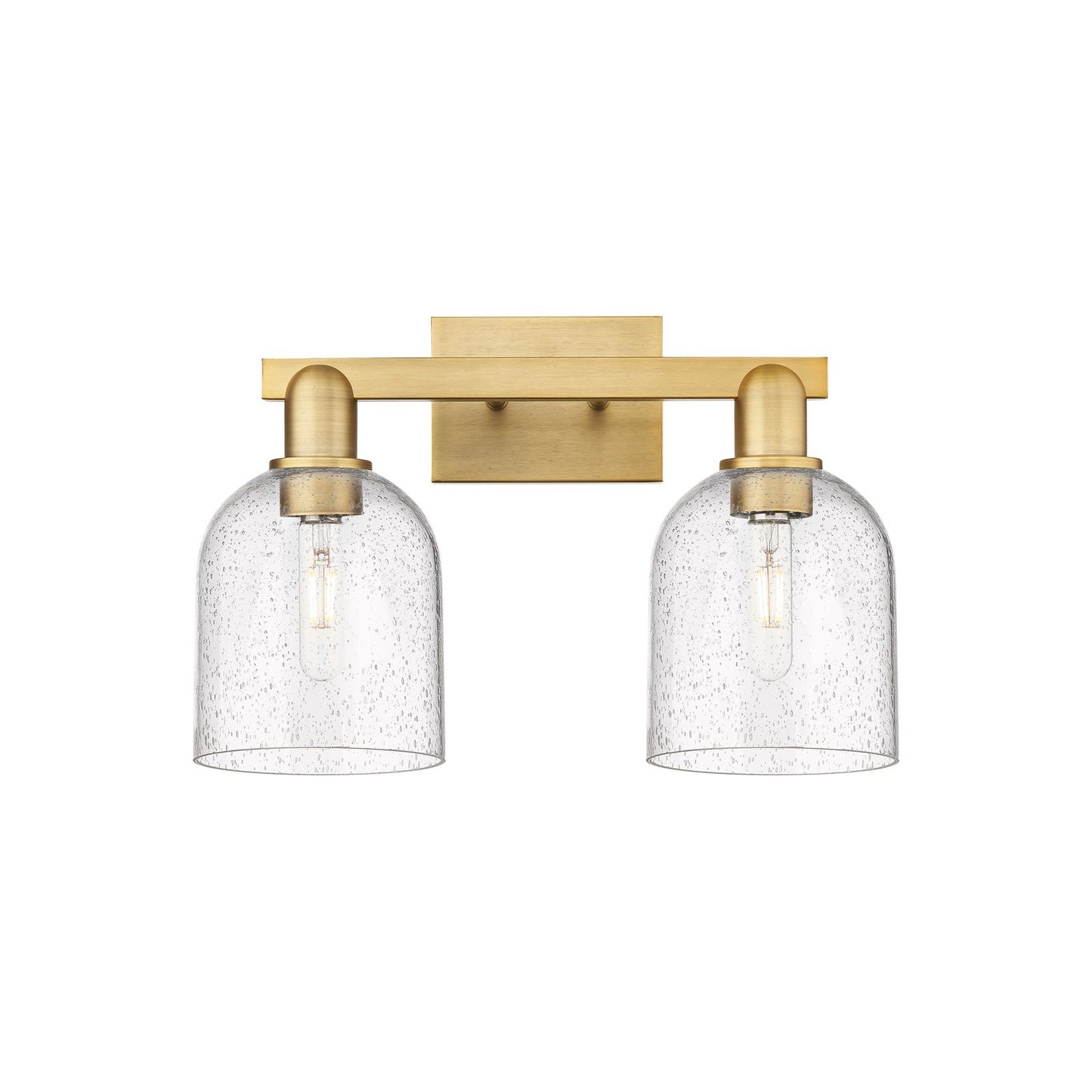 Innovations Bella 17in 2-Light Bath Vanity Light | Industrial Brushed Brass and Seedy Glass | Bathroom Vanity | 16.5 x 11.25 x | Model 716-2W-BB-G558-6SDY