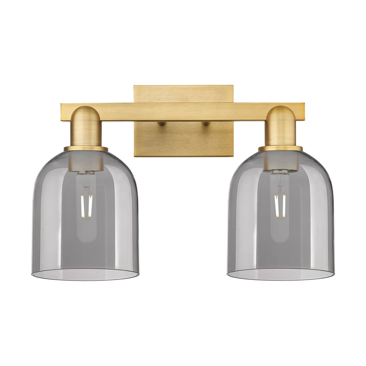 Innovations Bella 17in 2-Light Bath Vanity Light | Industrial Brushed Brass and Light Smoke Glass | Bathroom Vanity | 16.5 x | Model 716-2W-BB-G558-6SM