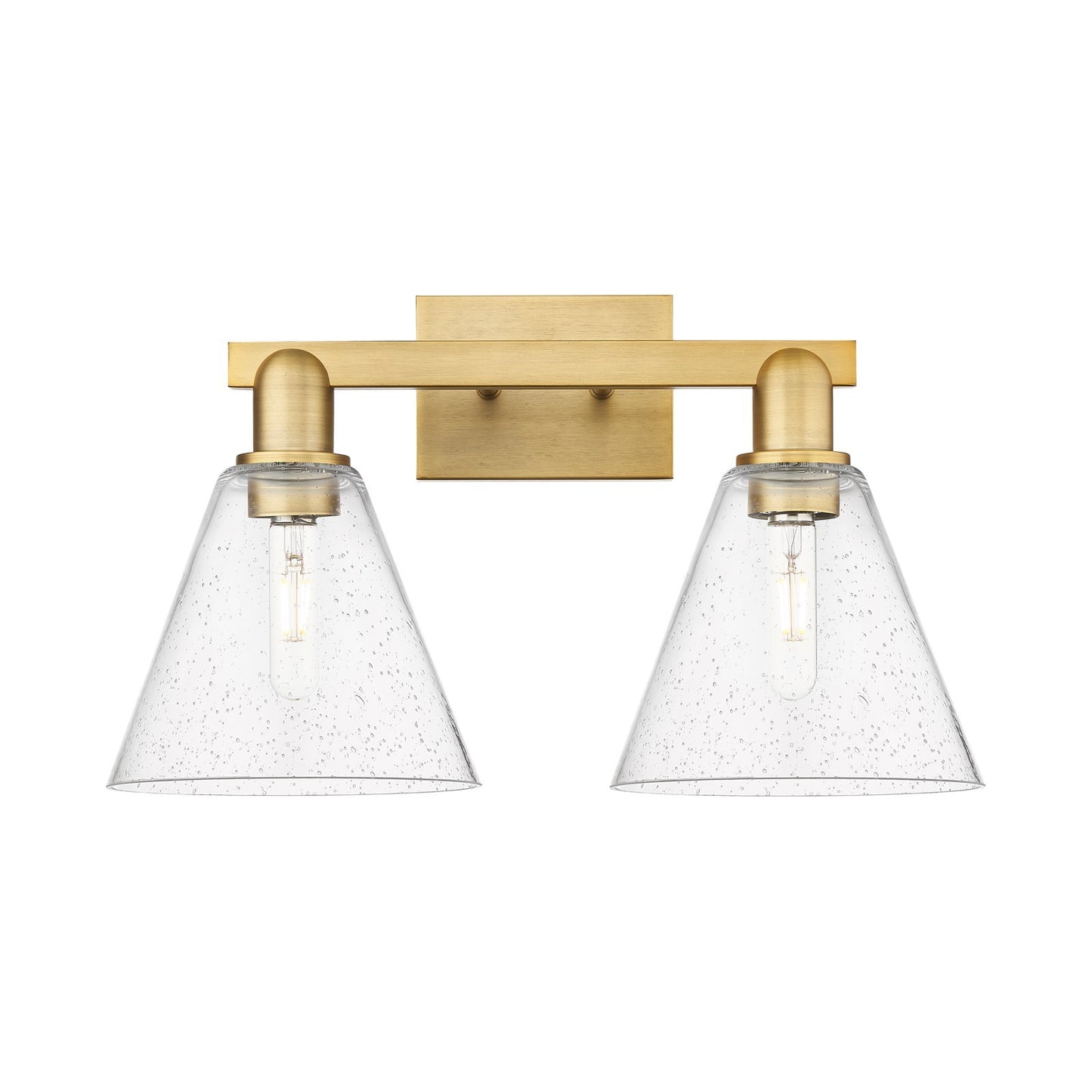 Innovations Berkshire Glass 19in 2-Light Bath Vanity Light | Industrial Brushed Brass and Seedy Glass | Bathroom Vanity | 19 x | Model 716-2W-BB-GBC-84